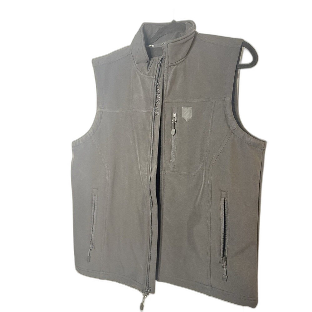 Rank 45 Men's Black Full Zip Vest M Stand Up Collar Zipped Pockets